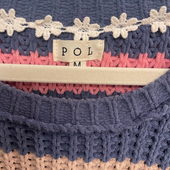 POL Blue, Pink & Tan Striped Chunky Knit Sweater – Size M - Picture 6 of 8